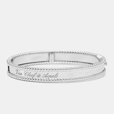 Pre-owned Van Cleef & Arpels Perlée Signature 18k White Gold Bracelet Xs