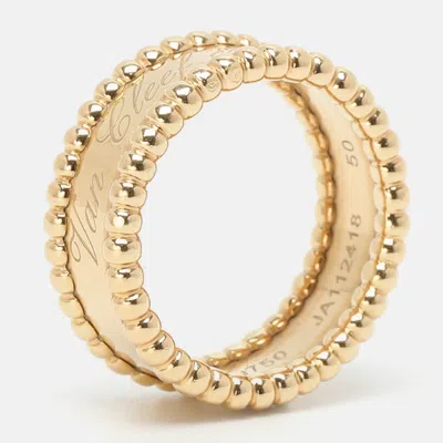 Pre-owned Van Cleef & Arpels Perlée Signature 18k Yellow Gold Ring Size 50