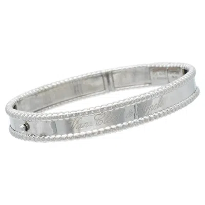 Pre-owned Van Cleef & Arpels Van Cleef And Arpels Perlee White Gold Bangle.