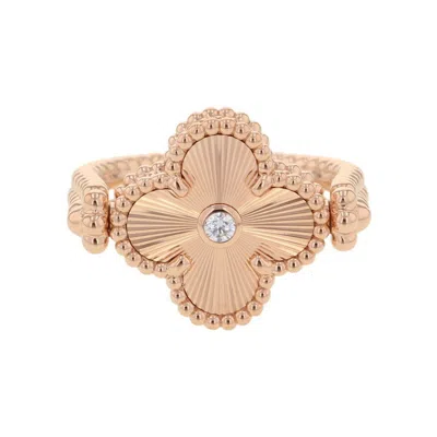 Pre-owned Van Cleef & Arpels Pink Gold Gray Pink Gold (18k) Band Ring () In Pink Gold, Gray