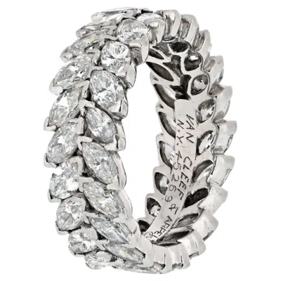 Pre-owned Van Cleef & Arpels Platinum 6.00cttw Double Row Marquise Cut Diamond Band In Multi