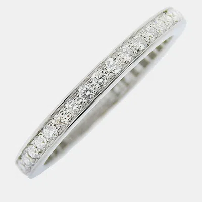 Pre-owned Van Cleef & Arpels Platinum And Diamond Full Eternity Band Ring Eu 48