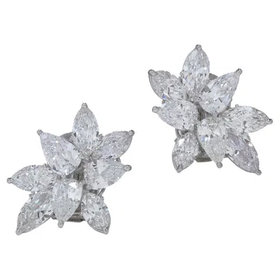 Pre-owned Van Cleef & Arpels Platinum Diamond Clip-on Earrings, New York, 12-14 Carats In Multi