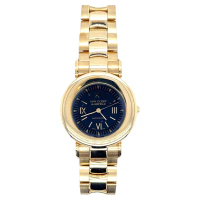 Pre-owned Van Cleef & Arpels Automatic Roma Black Dial 18k Solid Gold Watch
