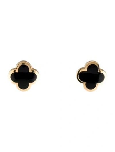 Pre-owned Van Cleef & Arpels Pure Alhambra Earstuds In Black