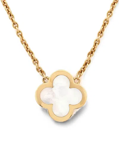 Pre-owned Van Cleef & Arpels Pure Alhambra Pendant 18k Yellow Gold And Mother Of Pearl Necklace