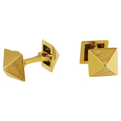 Pre-owned Van Cleef & Arpels Rare 18 Karat Yellow Gold Pyramid Design Cufflinks