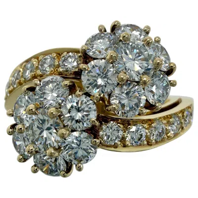 Pre-owned Van Cleef & Arpels Rare Vintage  Diamond Snowflake Bypass 18k Gold Flower Ring 52 In Multiple