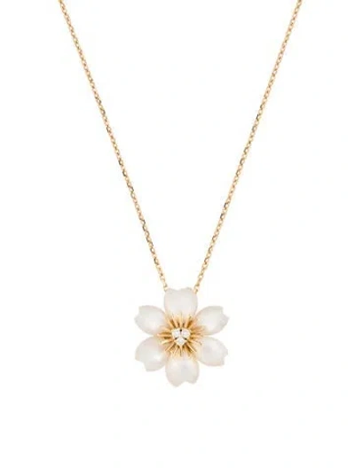 Pre-owned Van Cleef & Arpels Rose De Noël Pendant Necklace, Mini Model, 18.5" In White