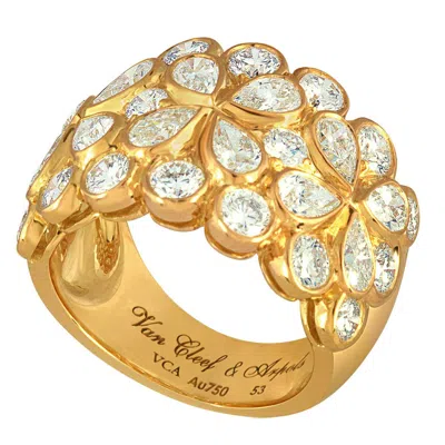 Pre-owned Van Cleef & Arpels "rosee" 4.25 Carats Diamond Gold Floral Band Ring In Multi