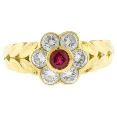 Pre-owned Van Cleef & Arpels Ruby And Diamond Cluster Ring In Multi