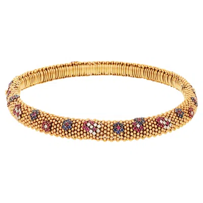 Pre-owned Van Cleef & Arpels Ruby & Sapphire Couscous Necklace With Convertible Bracelets In Blue
