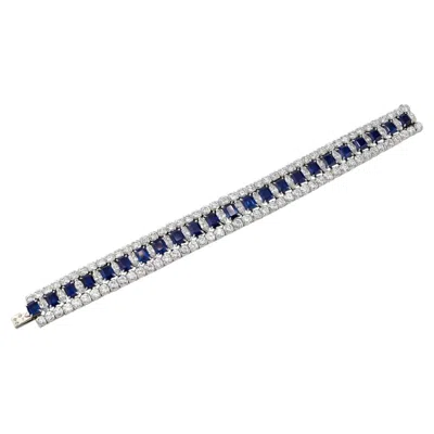 Pre-owned Van Cleef & Arpels Sapphire & Diamond Bracelet In Platinum � 28 Ct Total In Blue