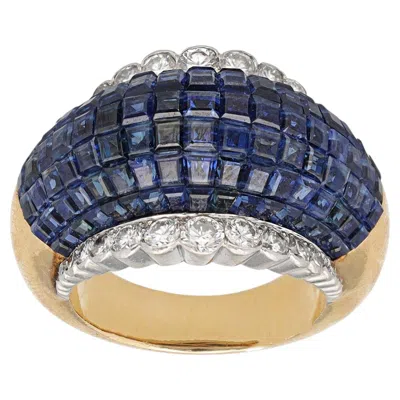 Pre-owned Van Cleef & Arpels Sapphire And Diamond Myster Set Ring In Blue