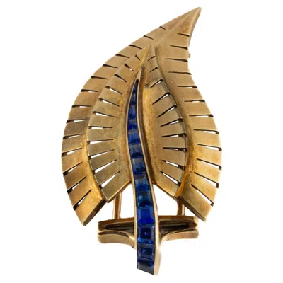 Pre-owned Van Cleef & Arpels Sapphire Gold Brooch In Blue