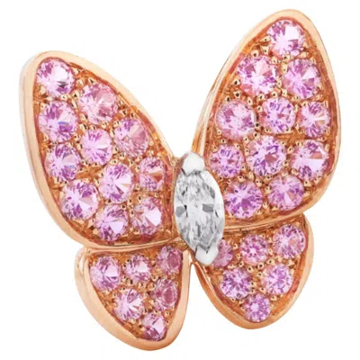 Pre-owned Van Cleef & Arpels Single 18k Gold Pink Sapphire Butterfly Earring