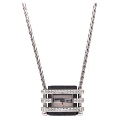 Pre-owned Van Cleef & Arpels Slider Necklace-watch In Platinum 18kt Gold Wood And Diamonds In Multi