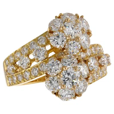 Pre-owned Van Cleef & Arpels Snowflake 18k Yellow Gold Diamond Ring Size 5