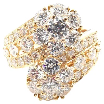 Pre-owned Van Cleef & Arpels Snowflake Diamond Two Flower Yellow Gold Ring