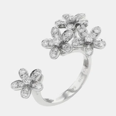 Pre-owned Van Cleef & Arpels Socrate Between The Finger Ring 18k White Gold Diamond Eu 54