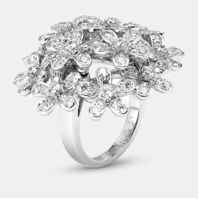 Pre-owned Van Cleef & Arpels "socrate" Diamond 18k White Gold Rings Size 51