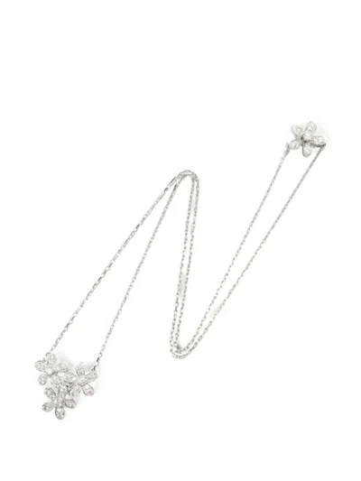 Pre-owned Van Cleef & Arpels Socrates 3 Flower Diamond Necklace In Silver