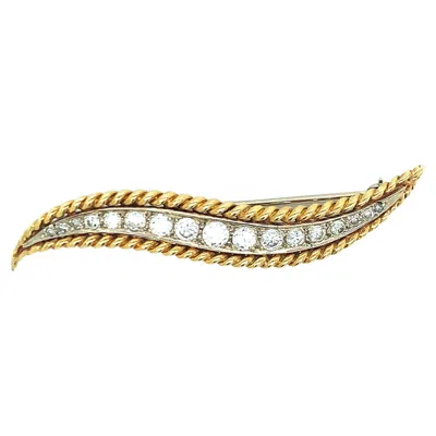 Pre-owned Van Cleef & Arpels S-shaped Diamond Gold Brooch In Multi