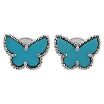 Pre-owned Van Cleef & Arpels Sweet Alhambra Blue Turquoise Butterfly Earrings