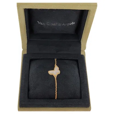 Pre-owned Van Cleef & Arpels Sweet Alhambra Butterfly Bracelet 18k Yellow Gold Mop