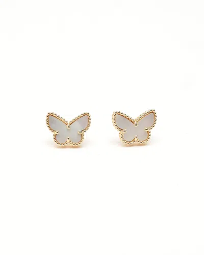 Van Cleef & Arpels Sweet Alhambra Butterfly Mother-of-pearl Earrings In Gold