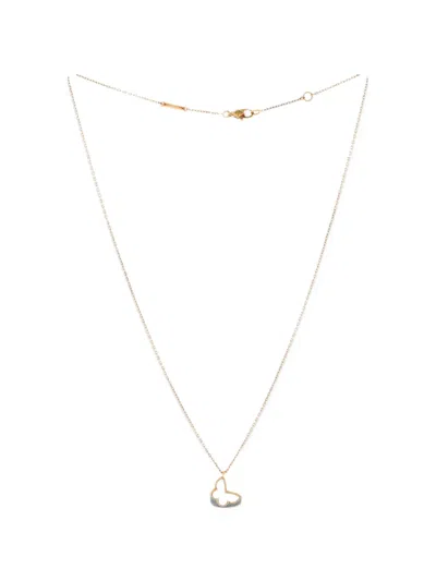 Pre-owned Van Cleef & Arpels Sweet Alhambra Butterfly Pendant 18k Yellow Gold And Mother Of Pearl Necklace