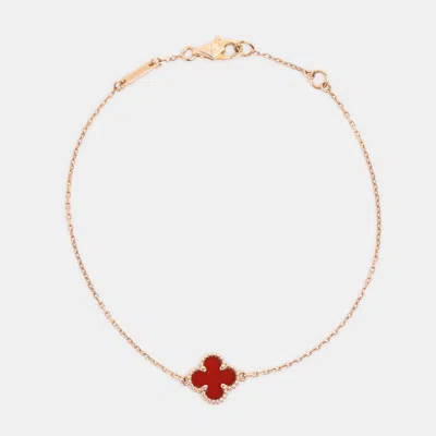 Pre-owned Van Cleef & Arpels Sweet Alhambra Carnelian 18k Rose Gold Bracelet
