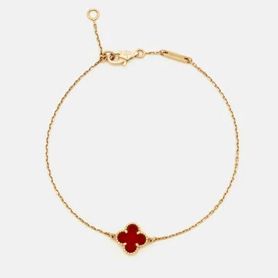 Pre-owned Van Cleef & Arpels Sweet Alhambra Carnelian 18k Rose Gold Bracelet