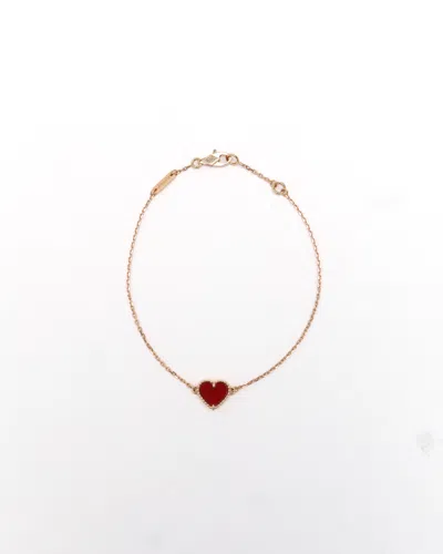 Van Cleef & Arpels Sweet Alhambra Carnelian Hearts Bracelet In Gold