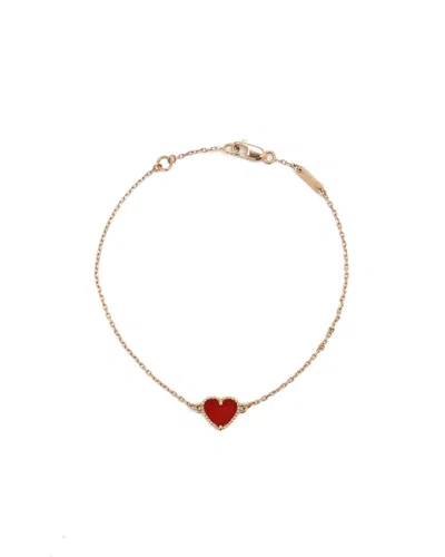 Van Cleef & Arpels Sweet Alhambra Carnelian Hearts Bracelet In Metallic