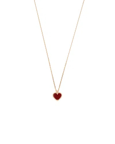 Van Cleef & Arpels Sweet Alhambra Carnelian Hearts Necklace, Full Set In Gold