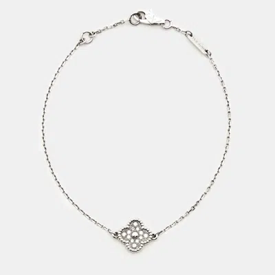 Pre-owned Van Cleef & Arpels Sweet Alhambra Diamond 18k White Gold Bracelet