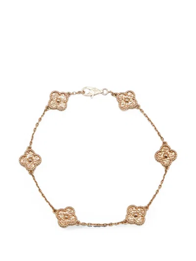 Pre-owned Van Cleef & Arpels Sweet Alhambra Hammered Bracelet In Pink