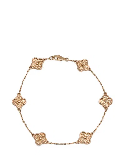 Pre-owned Van Cleef & Arpels Sweet Alhambra Hammered Bracelet In Pink