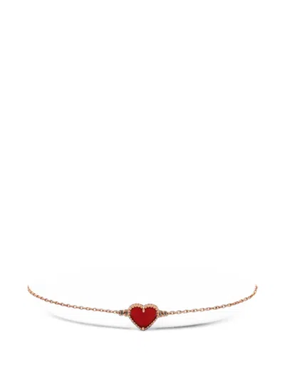 Pre-owned Van Cleef & Arpels Sweet Alhambra Heart 18k Rose Gold With Carnelian Bracelet In Pink