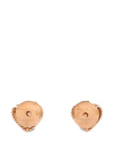 Pre-owned Van Cleef & Arpels Sweet Alhambra Heart 18k Rose Gold With Carnelian Earrings In Pink