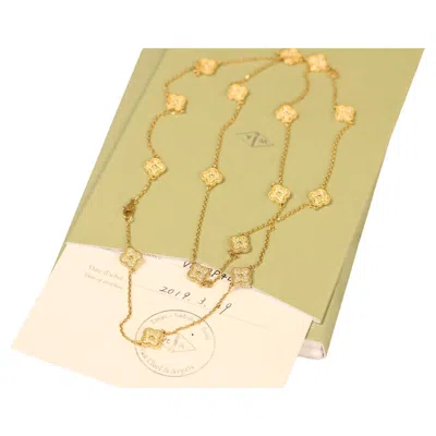 Pre-owned Van Cleef & Arpels Sweet Alhambra Long Necklace, 16 Motifs Box & Papers In Multi