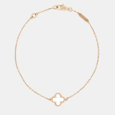 Pre-owned Van Cleef & Arpels Sweet Alhambra Mother Of Pearl 18k Yellow Gold Bracelet