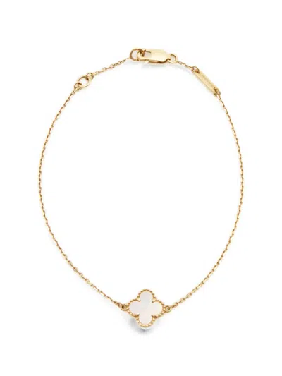 Pre-owned Van Cleef & Arpels Sweet Alhambra Mother-of-pearl Bracelet In Gold