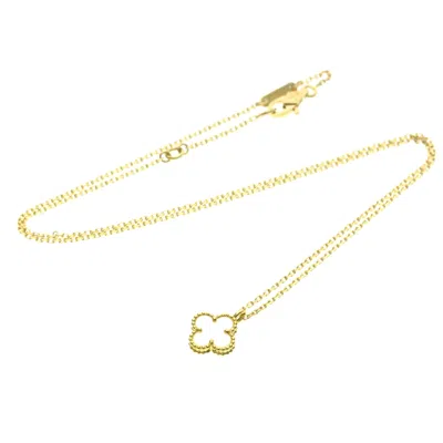 Pre-owned Van Cleef & Arpels Sweet Alhambra Pendant 18k Yellow Gold And Mother Of Pearl Gold Yellow_gold Neckl