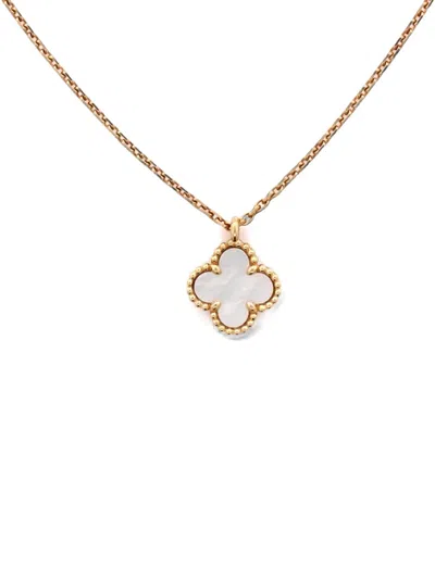 Pre-owned Van Cleef & Arpels Sweet Alhambra Pendant 18k Yellow Gold And Mother Of Pearl Necklace