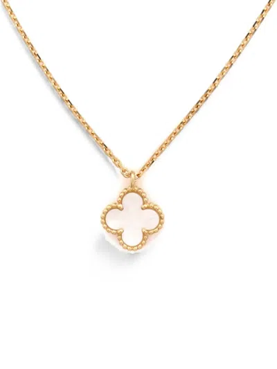 Pre-owned Van Cleef & Arpels Sweet Alhambra Pendant 18k Yellow Gold And Mother Of Pearl Necklace