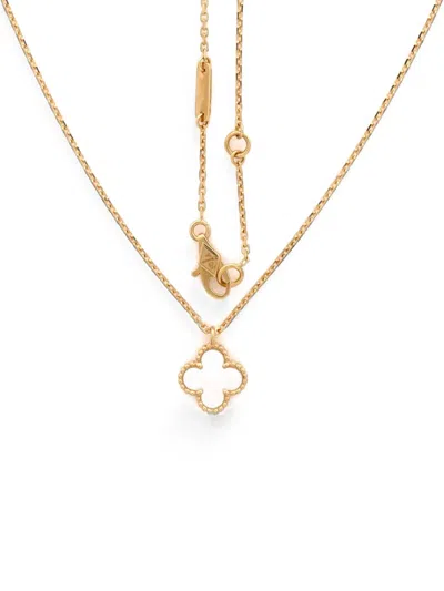 Pre-owned Van Cleef & Arpels Sweet Alhambra Pendant 18k Yellow Gold And Mother Of Pearl Necklace