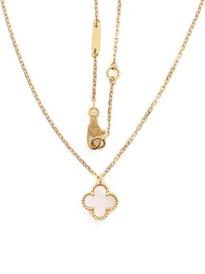 Pre-owned Van Cleef & Arpels Sweet Alhambra Pendant 18k Yellow Gold And Mother Of Pearl Necklace