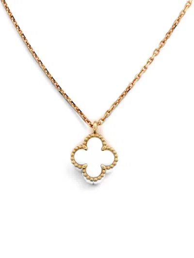 Pre-owned Van Cleef & Arpels Sweet Alhambra Pendant 18k Yellow Gold And Mother Of Pearl Necklace